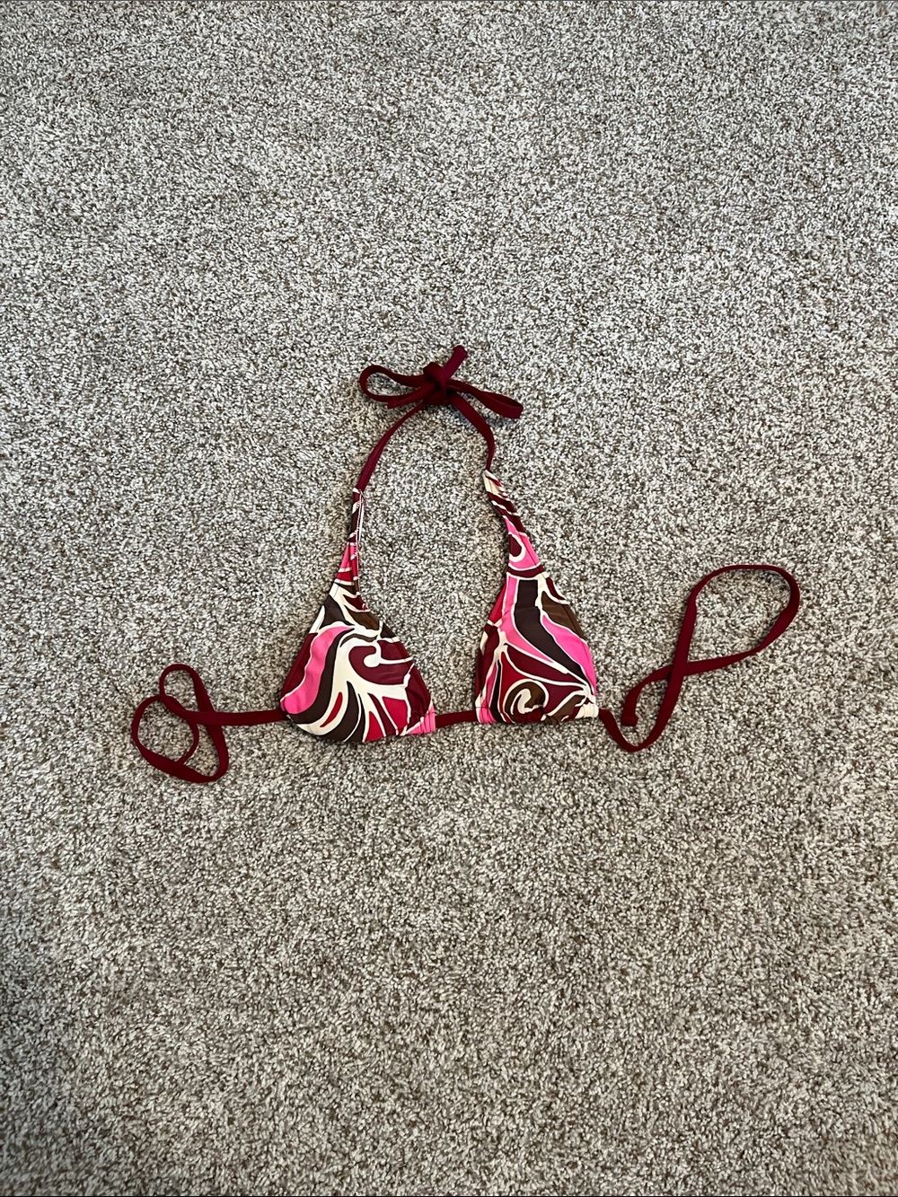 Women's Pink Swirl Triangle Bikini Top